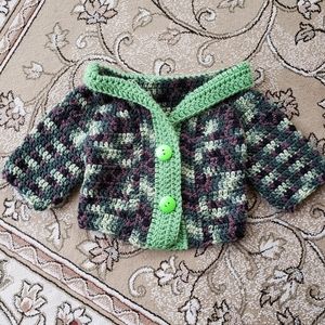 Crochet baby cardigan sweater camouflage